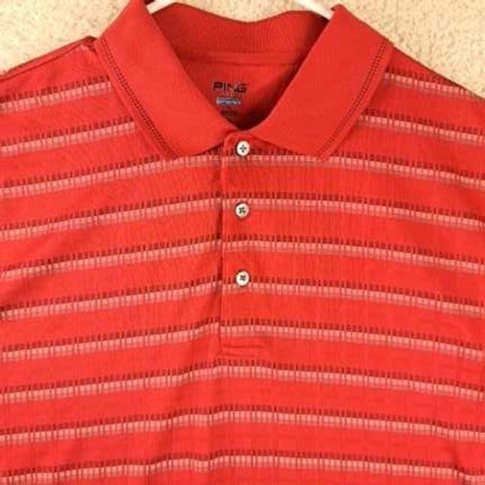 PING Collection Performance Dynamics Polo Shirt Men's XL Red Striped Golf